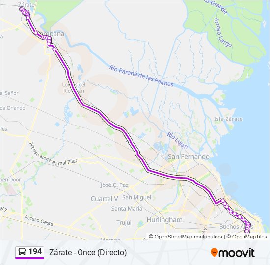 Mapa de 194 de Colectivo