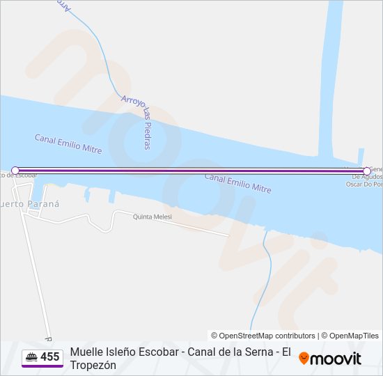 Mapa de 455 de ferry