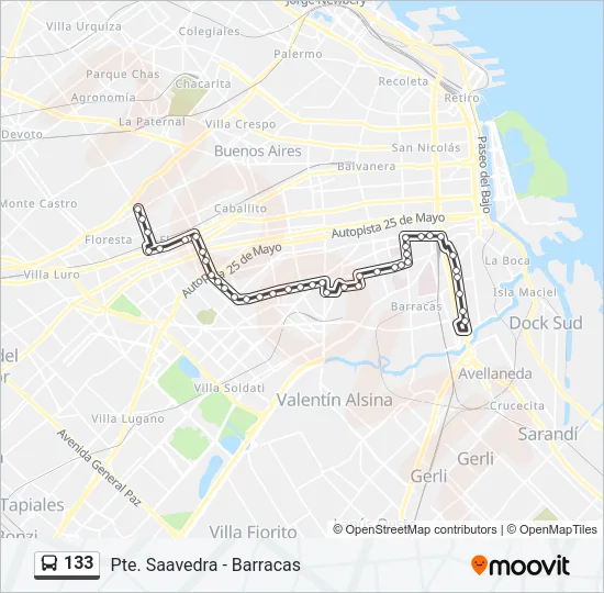 133 Colectivo Line Map