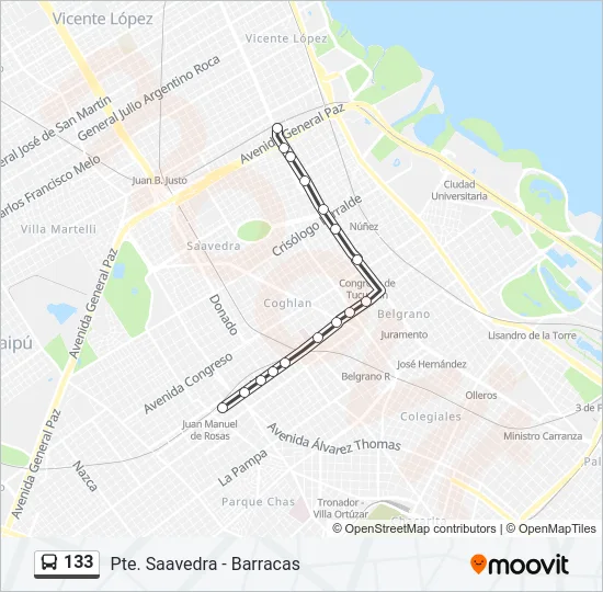 133 Colectivo Line Map