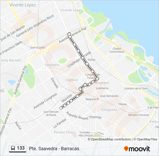 133 Colectivo Line Map