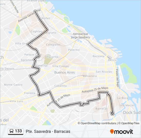 Mapa de 133 de Colectivo