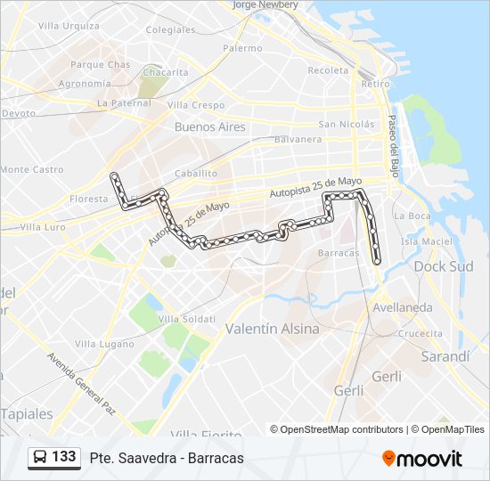 Mapa de 133 de Colectivo