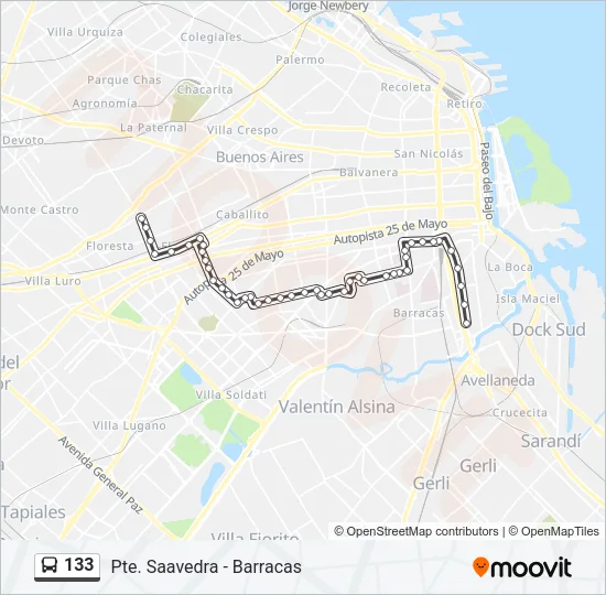 133 Colectivo Line Map