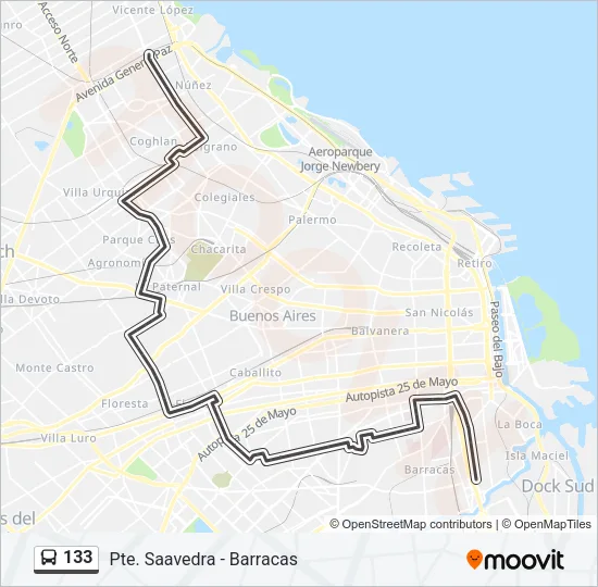133 Colectivo Line Map