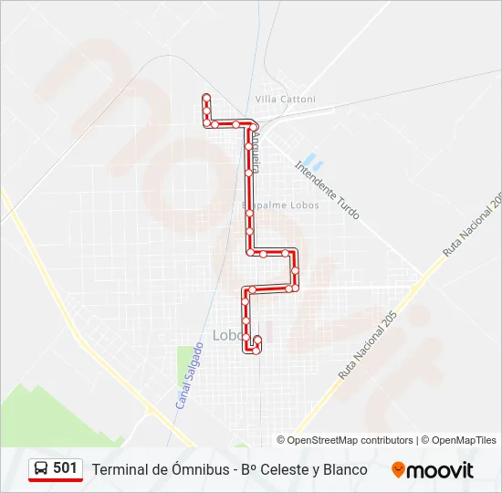 501 Colectivo Line Map