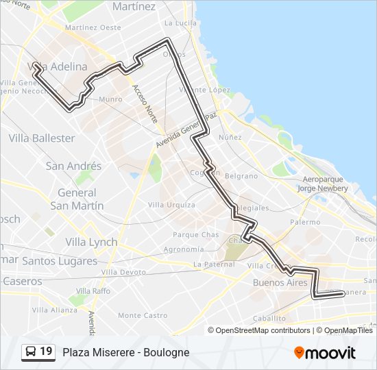 19 Colectivo Line Map
