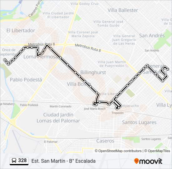 Mapa de 328 de Colectivo