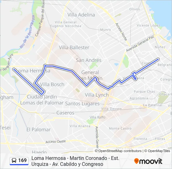 169 Colectivo Line Map