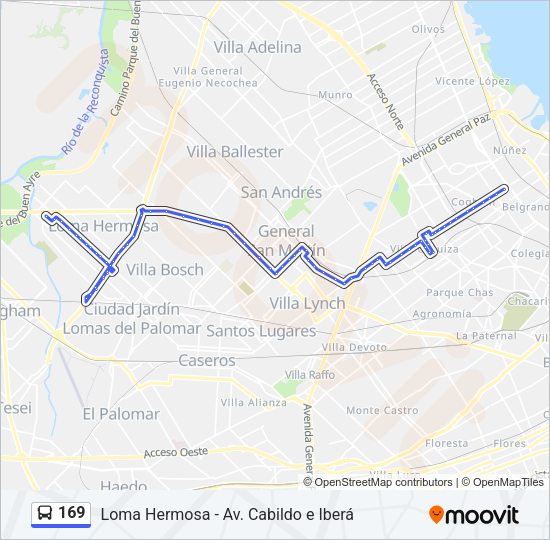 Mapa de 169 de Colectivo