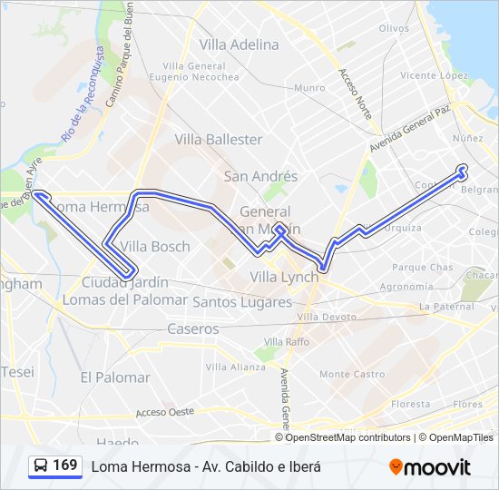 Mapa de 169 de Colectivo