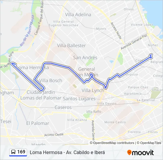 169 Colectivo Line Map