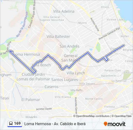 169 Colectivo Line Map