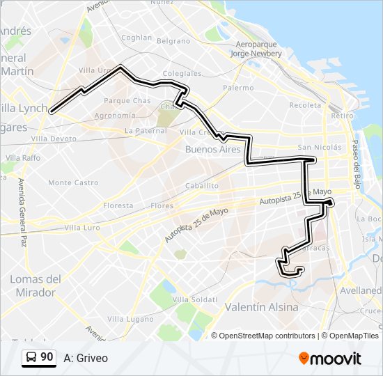 Mapa de 90 de Colectivo