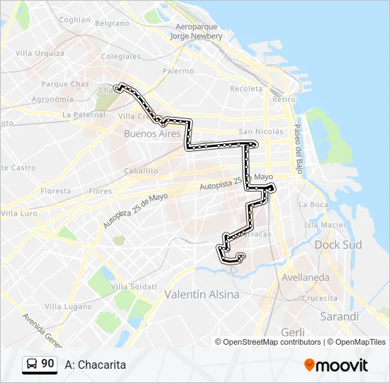 90 Colectivo Line Map