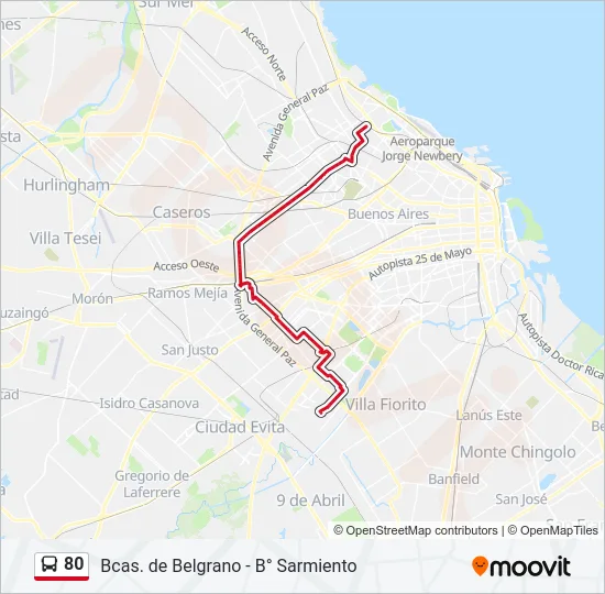 80 Colectivo Line Map