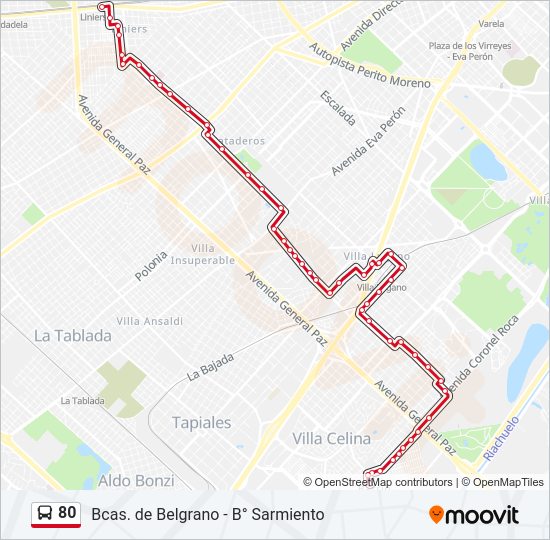 80 Colectivo Line Map