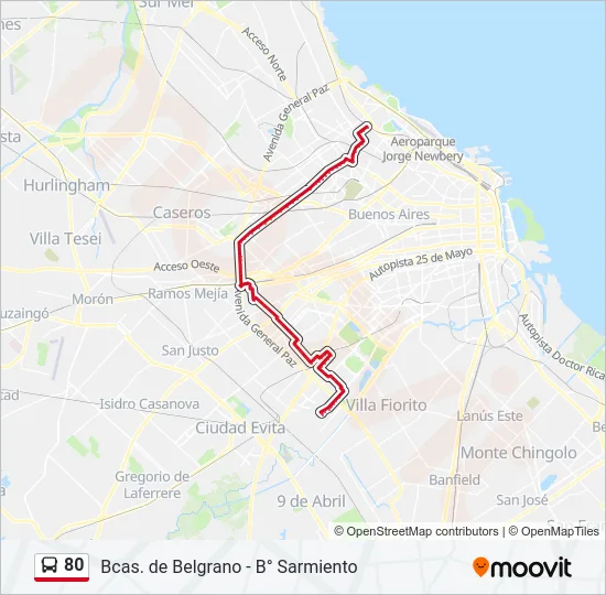 80 Colectivo Line Map