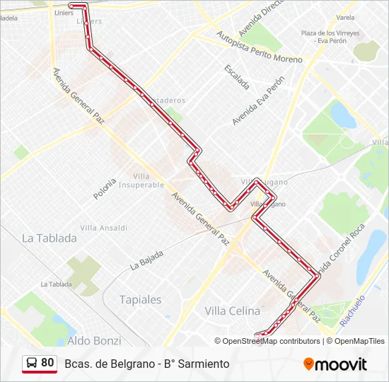 80 Colectivo Line Map