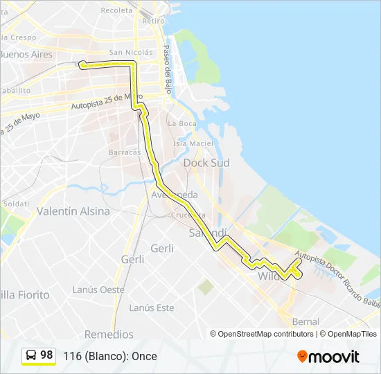 98 Colectivo Line Map