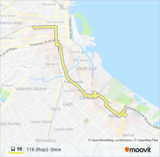 98 Colectivo Line Map
