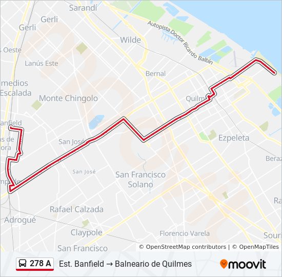 Mapa de 278 A de Colectivo