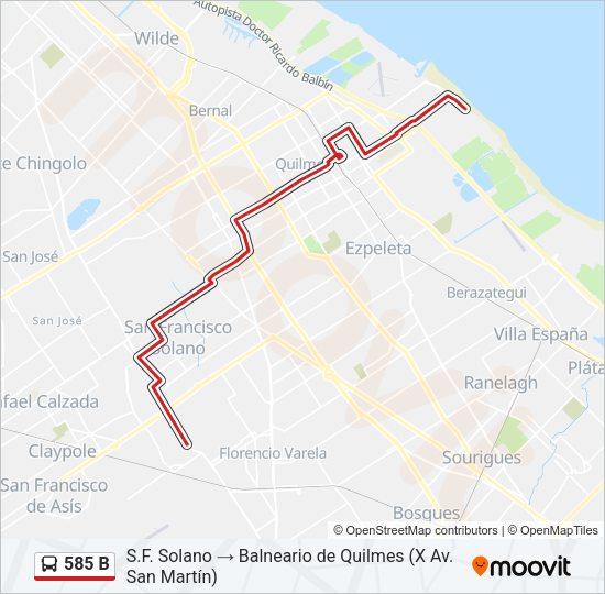 585 B Colectivo Line Map