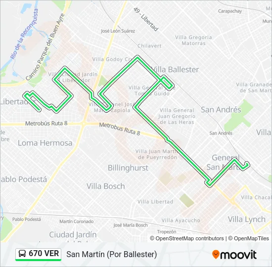 670 VER Colectivo Line Map