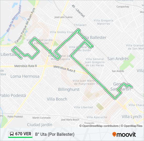 Mapa de 670 VER de Colectivo