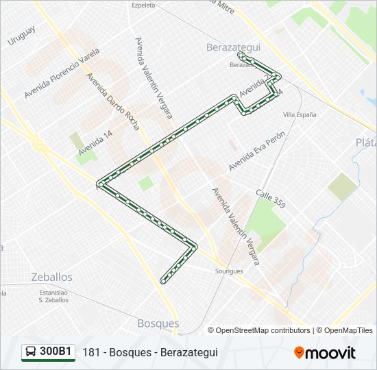 Mapa de 300B1 de Colectivo