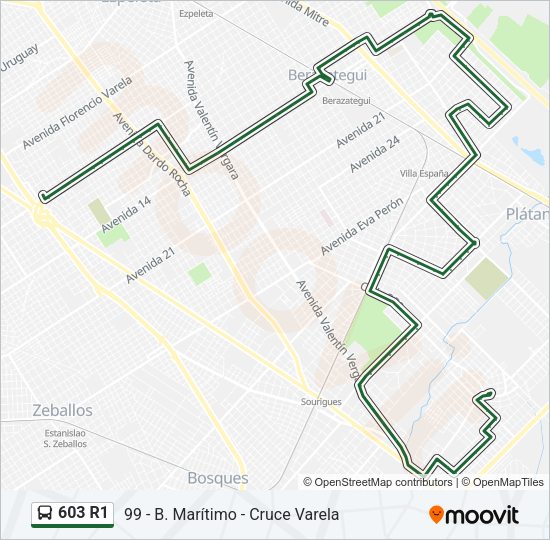 Mapa de 603 R1 de Colectivo