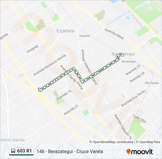 Mapa de 603 R1 de Colectivo
