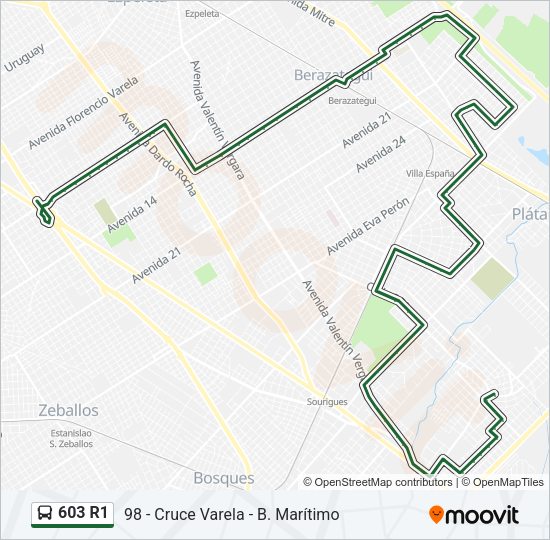 Mapa de 603 R1 de Colectivo