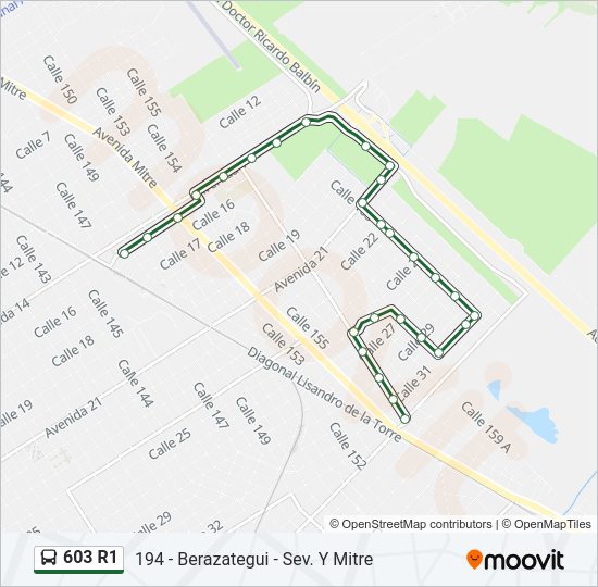 Mapa de 603 R1 de Colectivo