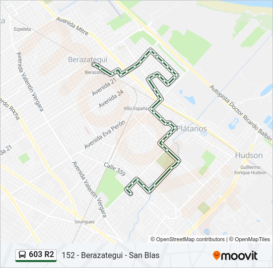 Mapa de 603 R2 de Colectivo
