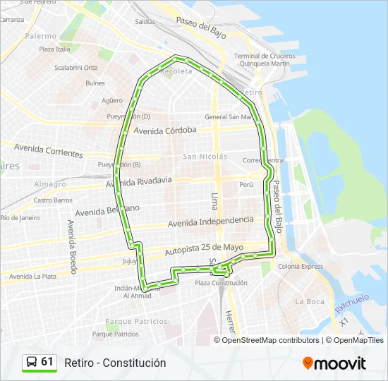 61 Colectivo Line Map