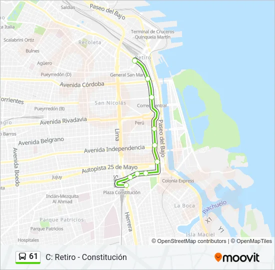 61 Colectivo Line Map