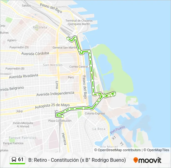 61 Colectivo Line Map
