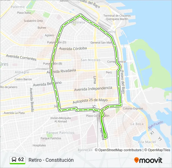 62 Colectivo Line Map