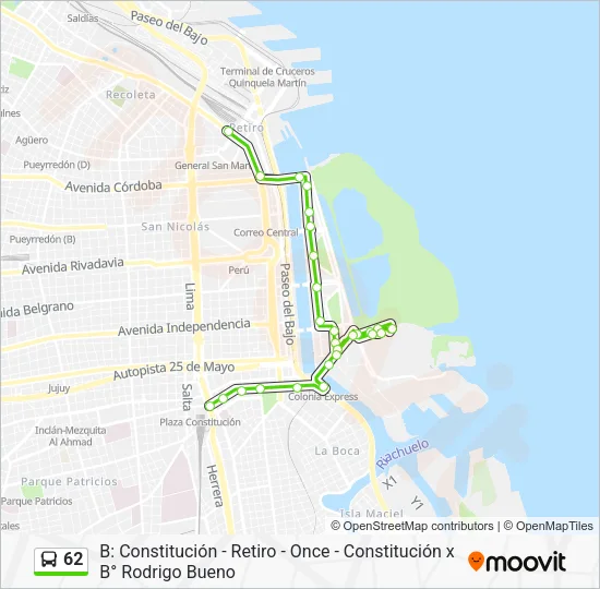 62 Colectivo Line Map