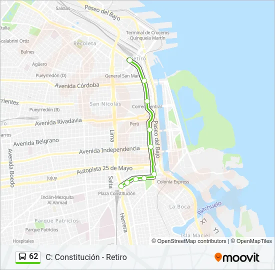62 Colectivo Line Map