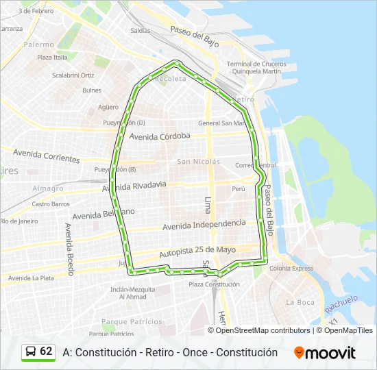 62 Colectivo Line Map