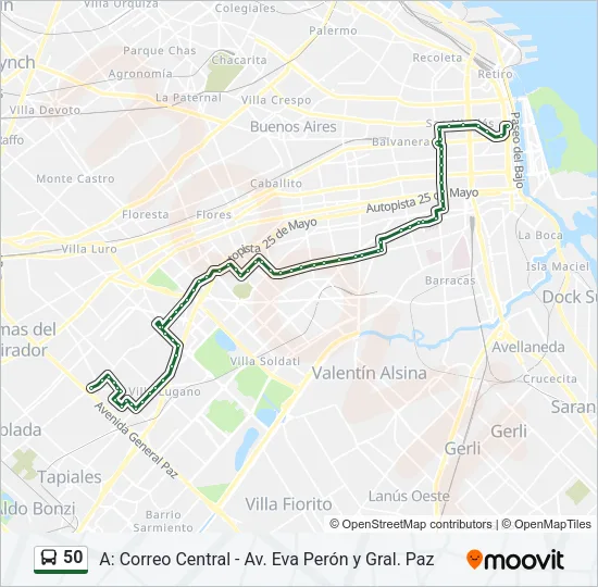 50 Colectivo Line Map