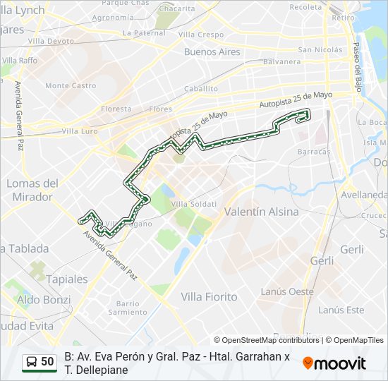 50 Colectivo Line Map