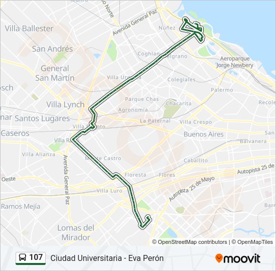 107 Colectivo Line Map