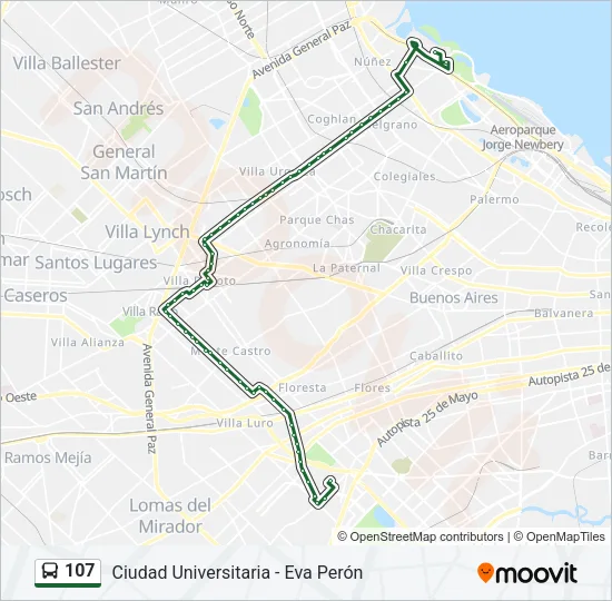 107 Colectivo Line Map