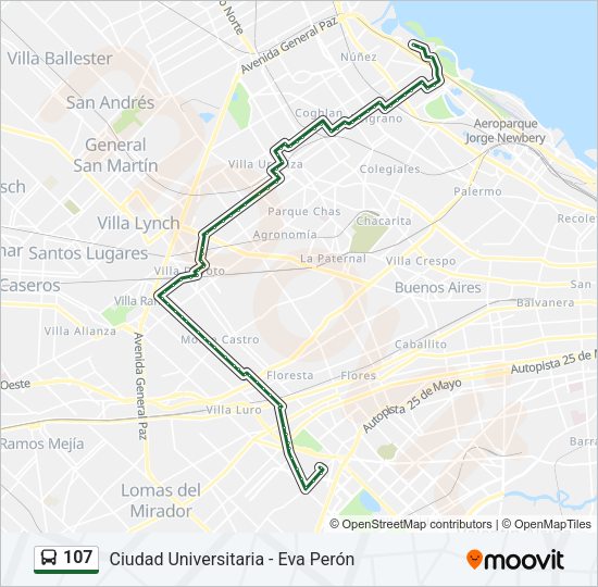 107 Colectivo Line Map