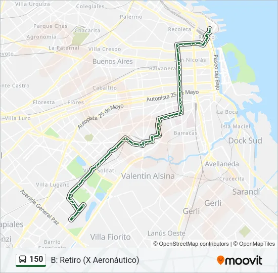 Mapa de 150 de Colectivo
