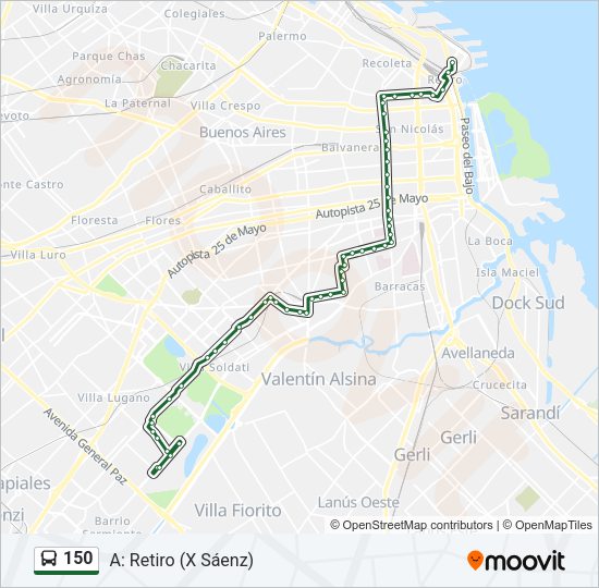 Mapa de 150 de Colectivo