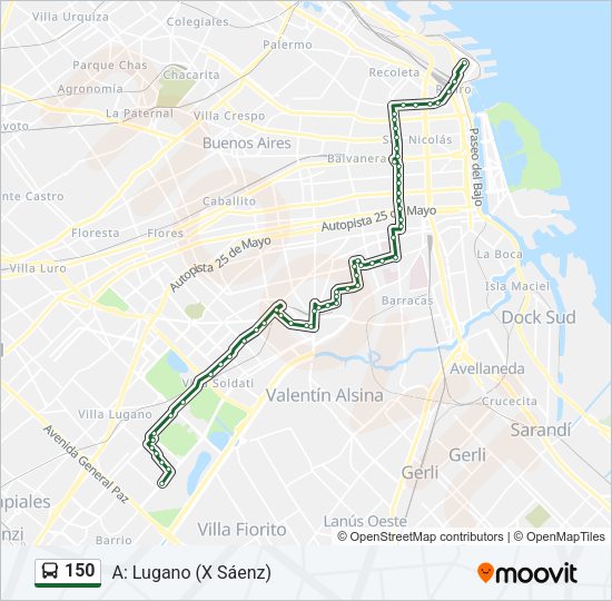 Mapa de 150 de Colectivo